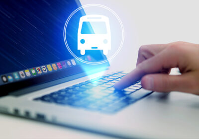 Concept of booking bus ticket online - Travel concept